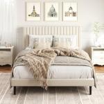 Velvet Upholstered Full Size Platform Bed Frame