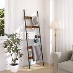 5-Tier Wall-Leaning Blanket Ladder with Hooks