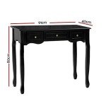 Elegant Black Console Table with 3 Drawers