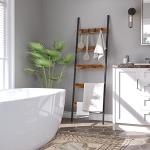 5-Tier Wall-Leaning Blanket Ladder with Hooks