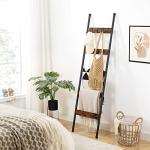 5-Tier Wall-Leaning Blanket Ladder with Hooks