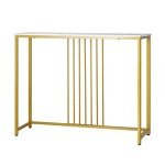 Oikiture Marble Top Console Table with Steel Frame