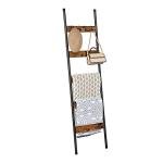5-Tier Wall-Leaning Blanket Ladder with Hooks