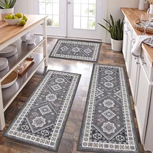 Boho Kitchen Rug Set - 3 Piece Non-Slip