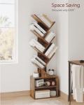 SUNMORY 6-Tier Tall Narrow Bookshelf in Rustic Brown