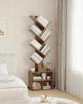 SUNMORY 6-Tier Tall Narrow Bookshelf in Rustic Brown
