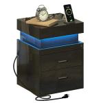 ChooChoo LED Nightstand with Charging Station and Drawers