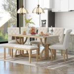 Merax Wooden Dining Table Set for 6 People