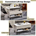 Giantex Grey Lift Top Coffee Table with Storage