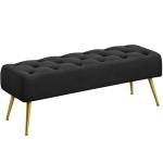 Yaheetech 45" Black Velvet Ottoman with Gold Legs