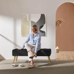 Yaheetech 45" Black Velvet Ottoman with Gold Legs