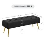 Yaheetech 45" Black Velvet Ottoman with Gold Legs