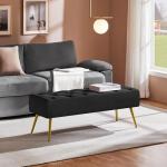 Yaheetech 45" Black Velvet Ottoman with Gold Legs