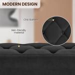 Yaheetech 45" Black Velvet Ottoman with Gold Legs