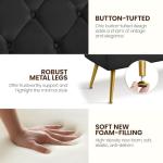 Yaheetech 45" Black Velvet Ottoman with Gold Legs