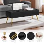 Yaheetech 45" Black Velvet Ottoman with Gold Legs