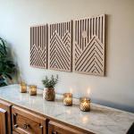 Modern Wooden Wall Sculptures Set of 3