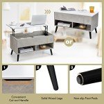 Giantex Grey Lift Top Coffee Table with Storage