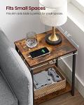 VASAGLE Rustic End Tables with Charging Station, Set of 2