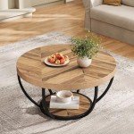 Tribesigns 31.7" Round Industrial Coffee Table