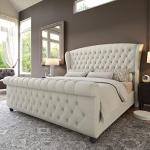 Queen Chenille Upholstered Platform Bed Frame