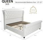 Queen Chenille Upholstered Platform Bed Frame