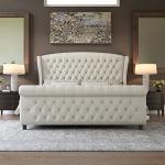 Queen Chenille Upholstered Platform Bed Frame