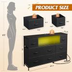 WLIVE Black TV Stand with LED Lights and Storage