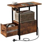 Kisfam Charging End Table with Drawer and USB Ports