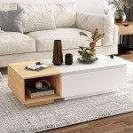 Sleek White & Oak Coffee Table with Storage Drawers