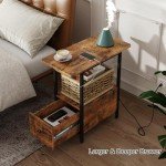 Kisfam Charging End Table with Drawer and USB Ports