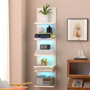 5-Tier Floating Wall Shelf with RGB Light