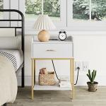 Modern Nightstand with Charging Station & Storage