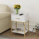 Modern Nightstand with Charging Station & Storage