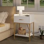 Modern Nightstand with Charging Station & Storage