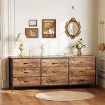 63 Inch Rustic Brown Dresser with 9 Drawers