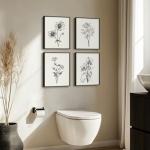 Black and White Floral Wall Art Set of 4
