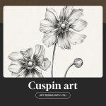 Black and White Floral Wall Art Set of 4