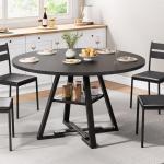Jocoevol 47" Round Black Dining Table for 4