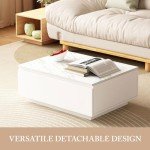 Sleek White & Oak Coffee Table with Storage Drawers