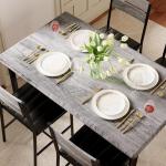 Grey Dining Table Set for 4 with Upholstered Chairs