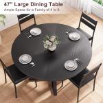 Jocoevol 47" Round Black Dining Table for 4