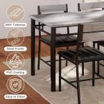 Grey Dining Table Set for 4 with Upholstered Chairs