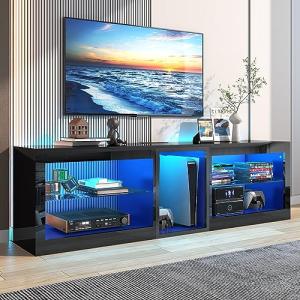 Vinctik LED TV Stand with Power Outlet and Lighting