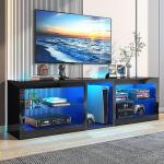 Vinctik LED TV Stand with Power Outlet and Lighting
