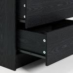 Modern Black Nightstand with Charging Station and LED