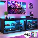 Vinctik LED TV Stand with Power Outlet and Lighting