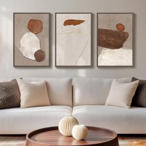 Neutral Abstract 3-Piece Earth Tones Wall Art