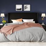 King Size Black Velvet Bed Frame with Wingback Headboard