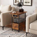 Kisfam Charging End Table with Drawer and USB Ports